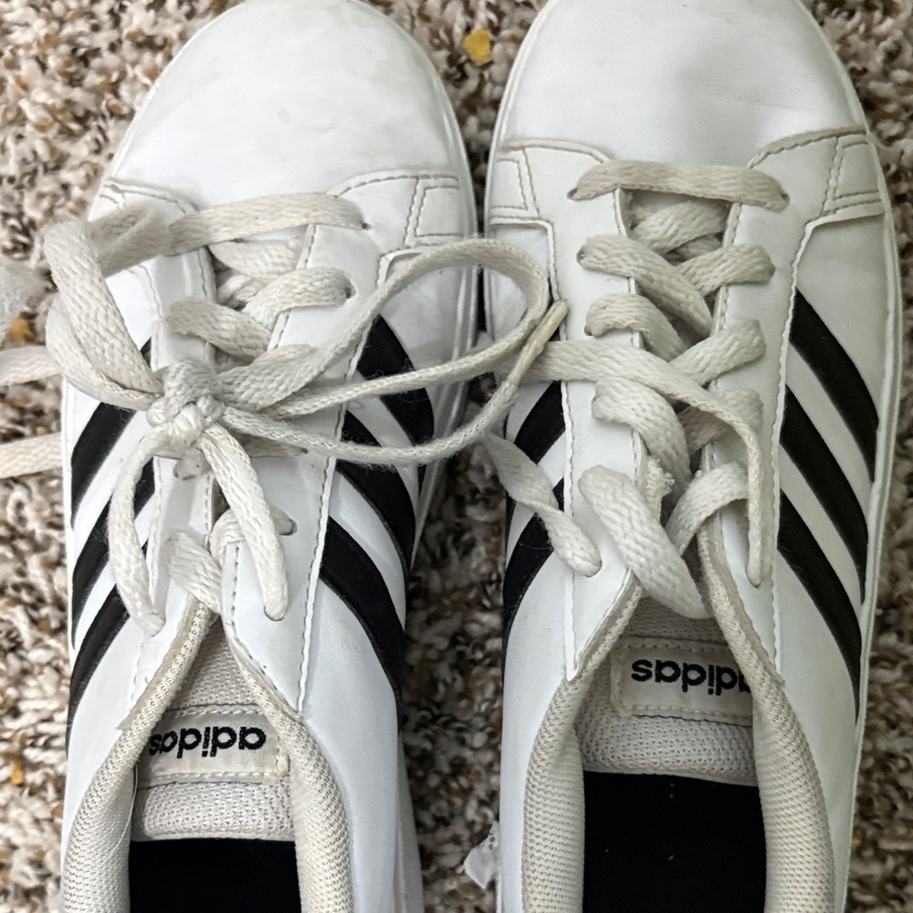 Adidas Classic White and Black Striped Shoes